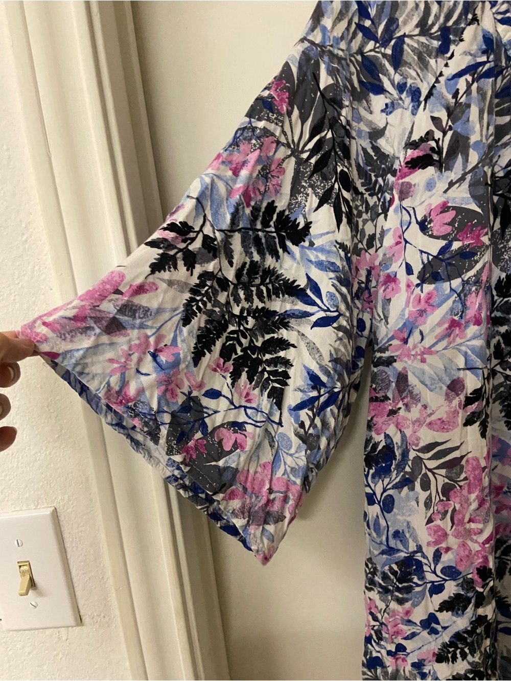 Woman Within Tunic Top Woman Plus Size 1X 22/24 Tropical Leaves Flutter Sleeves - Picture 3 of 8